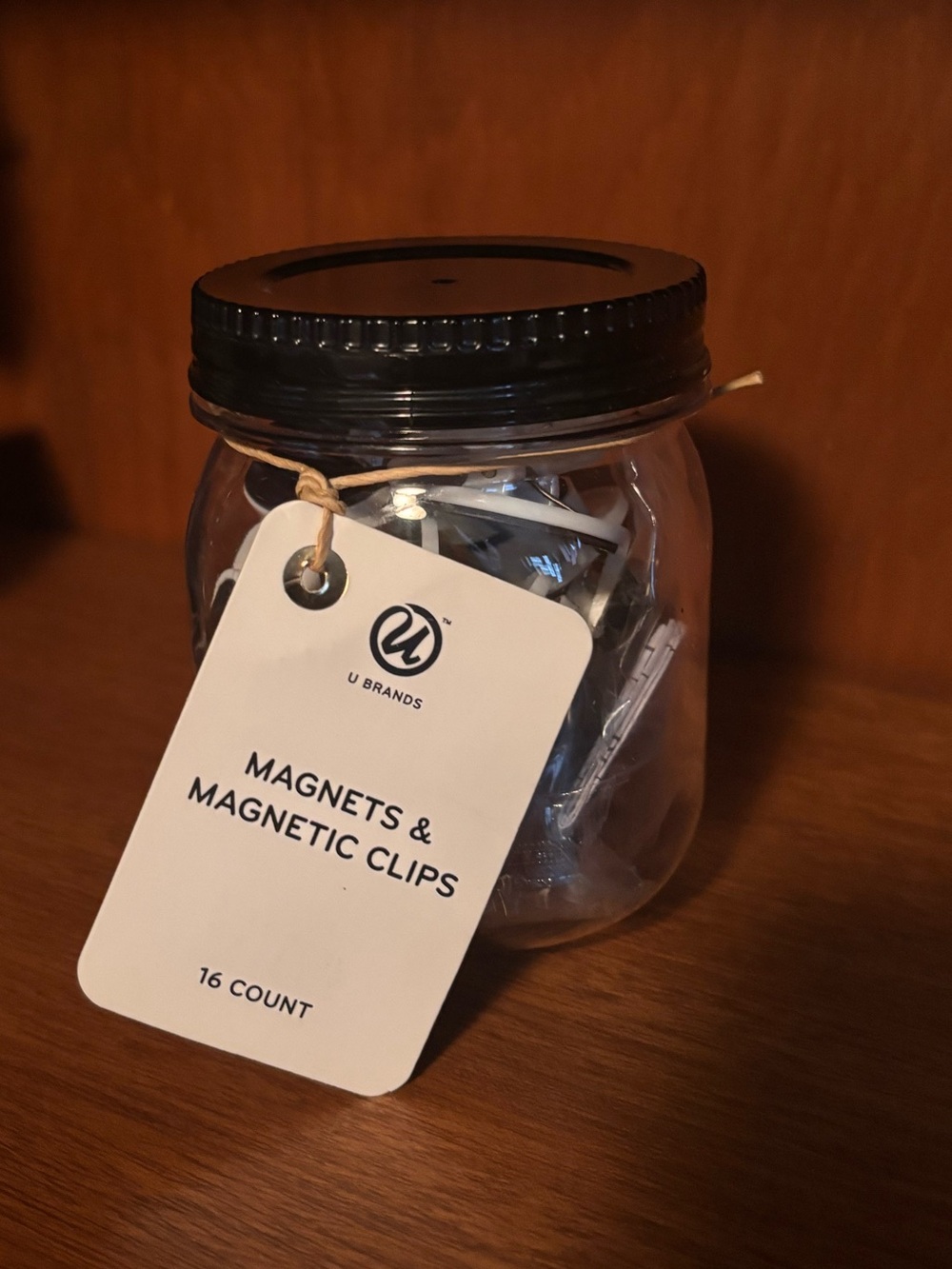 U Brands Black Magnetic Clips & Magnets Jar - 16 Count